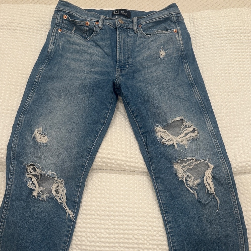 GAP women’s Slim Fit Ripped Jeans - Blue